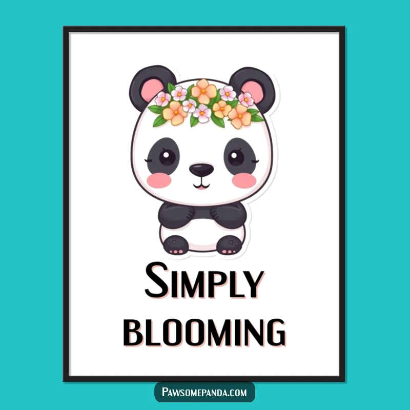 Funny Panda Flower Crown Poster: Bring Adorable Blooms and Smiles to Your Walls