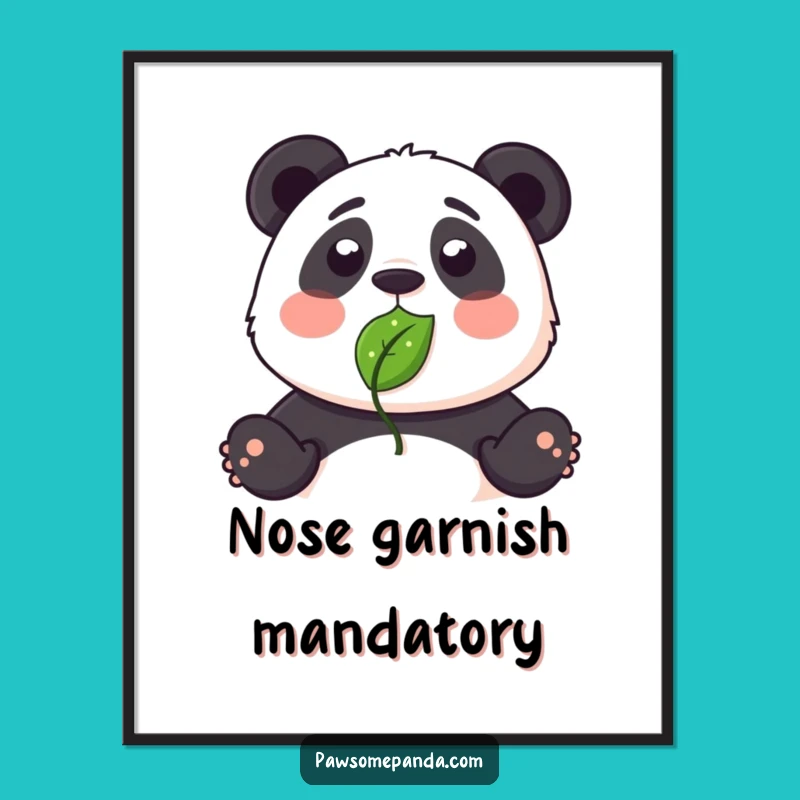 Funny Panda Leaf Nose Poster - Whimsical Wall Art Gift