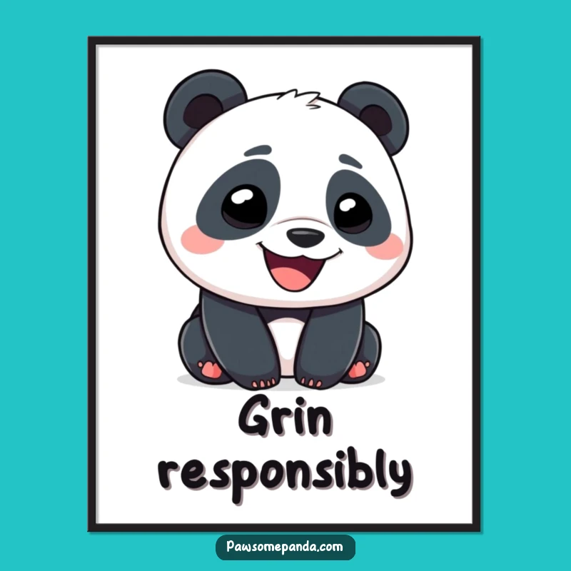 Funny Panda Poster: Goofy Grin Character Wall Art, Hilarious Panda Decor, Great Gift