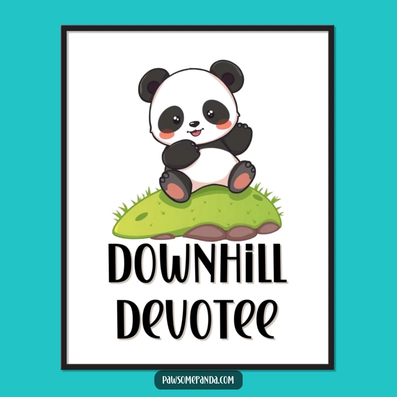 Funny Panda Rolling Poster: Vibrant & Hilarious Hillside Wall Art