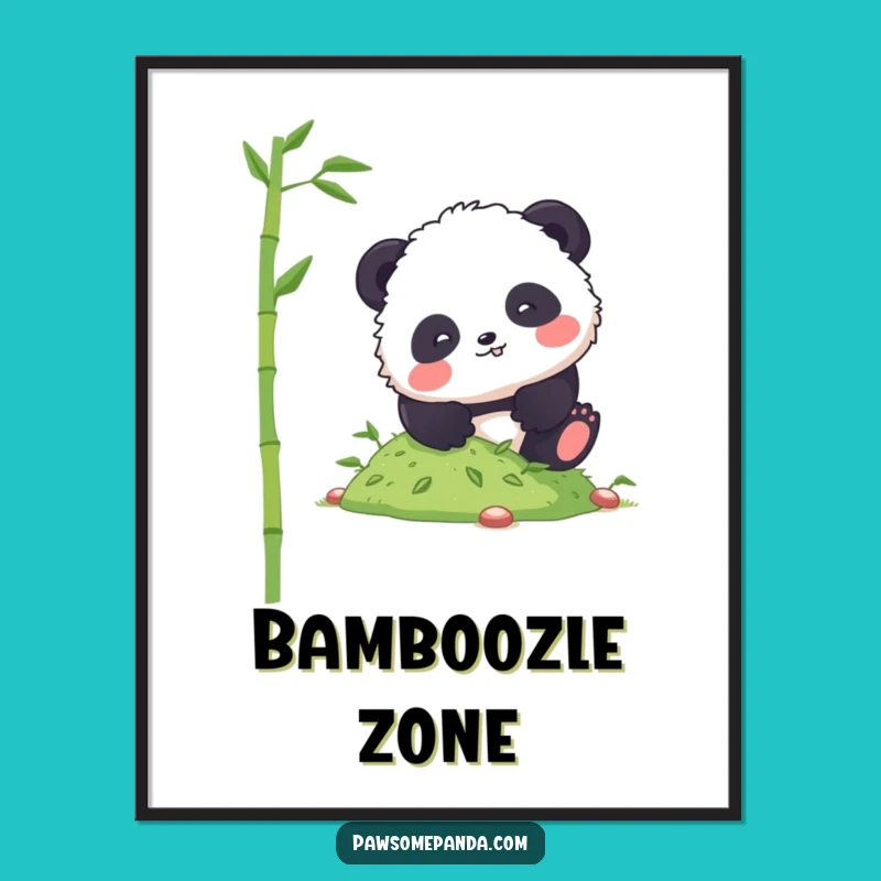Funny Panda Tumble Poster: Comical Bamboo Hill Art for Your Walls Gift