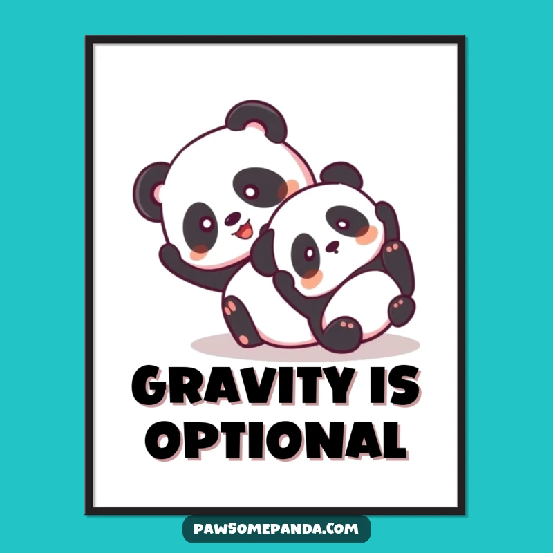 Funny Panda Tumbling Poster - Joyful Wall Art Gift