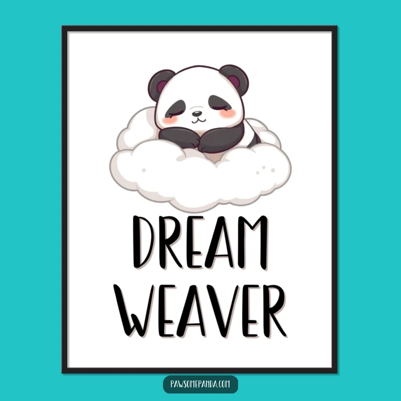 Funny Sleepy Panda Poster: Content Cloud Dreamer Wall Art Gift