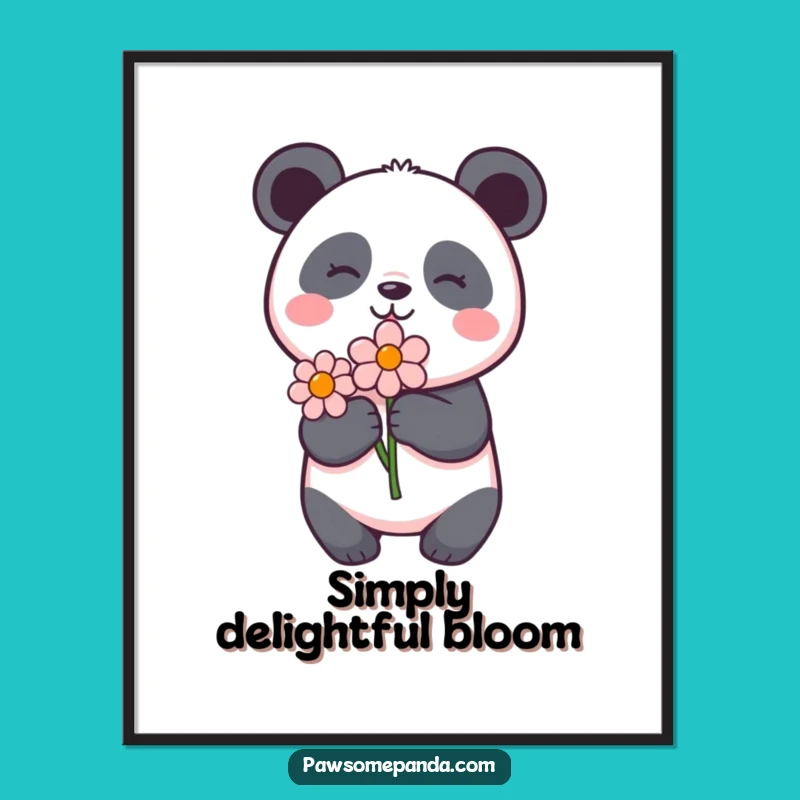 Funny Panda Flower Delight Poster: Vibrant Wall Art for Joyful Spaces