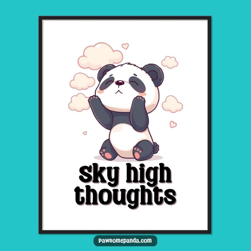 Funny Panda Cloud Poster - Dreamy Wall Art Gift