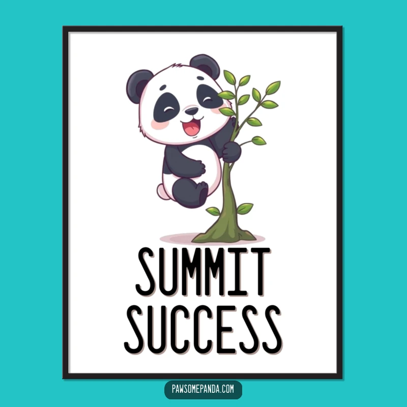 Funny Panda Climbing Poster: Adorable Art for Your Wall!