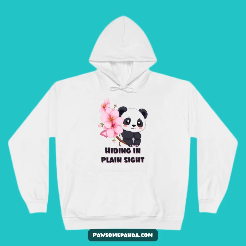 Cozy Funny Panda Hoodie: Cherry Blossom Peek, Warm Funny Gift for Her