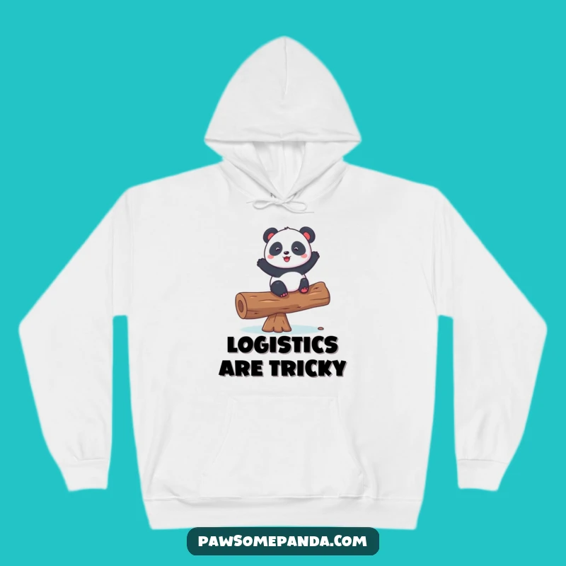 Funny Playful Panda Balancing Log Hoodie - Cozy & Comical Gift