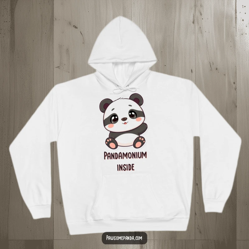 Funny panda hoodie featuring an adorable panda character with curious eyes, offering warmth and charming animal-themed style.