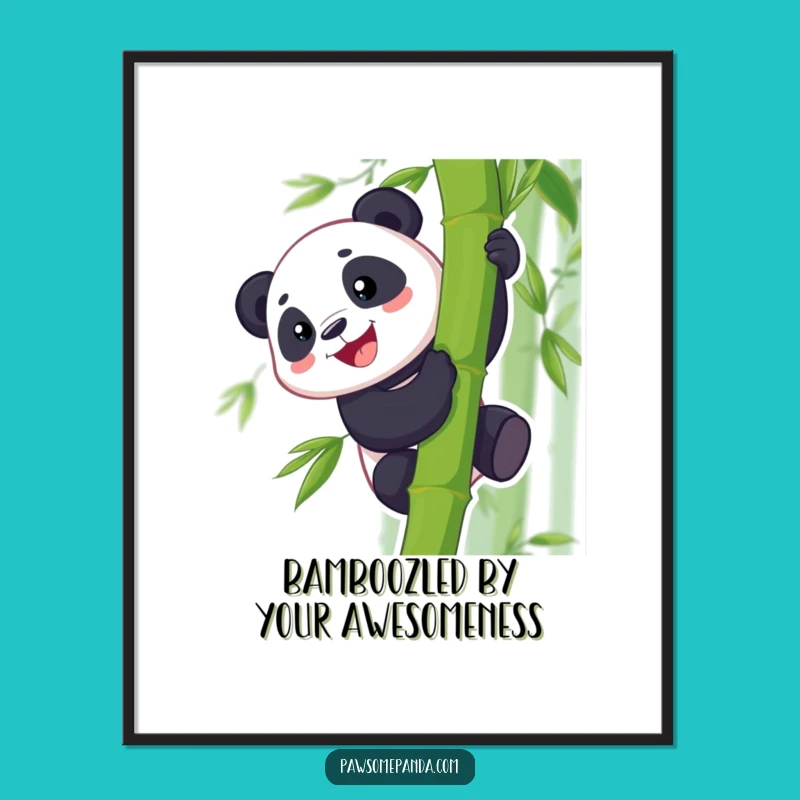 Free Printable Wall Art: Grinning Panda Climber, Humorous Downloadable Decor for Nature Lovers