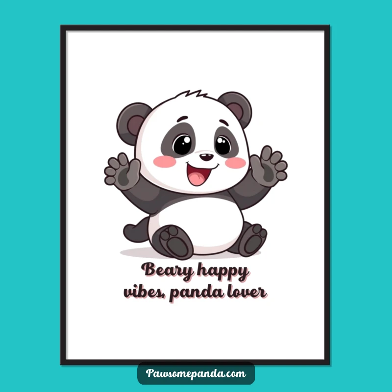 Free Printable Friendly Panda Wall Art - Funny Downloadable Happy Decor