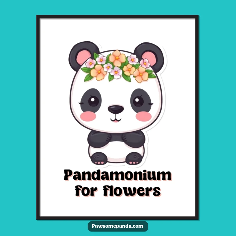 Free Printable Panda Flower Crown Wall Art - Funny Downloadable Boho Decor