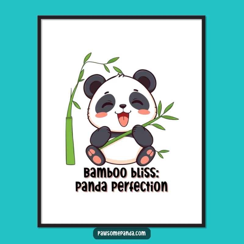 Free Printable Wall Art: Joyful Panda Munching Bamboo for Decor