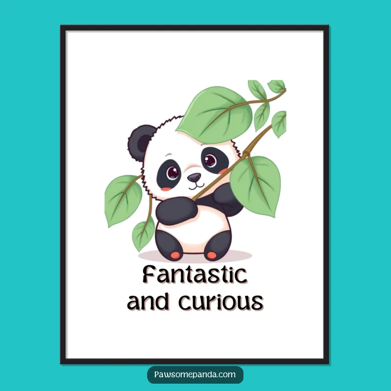 Free Printable Wall Art: Panda Peeking Behind Fan - Funny Downloadable Decor