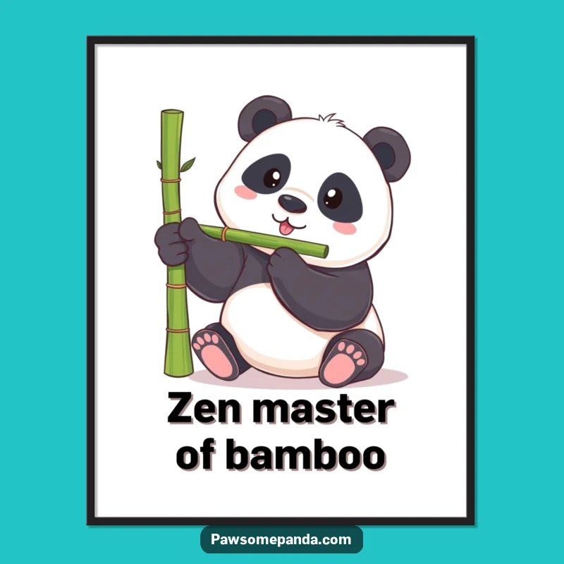 Free Printable Wall Art: Panda's Bamboo Balancing Act - Funny Downloadable Decor