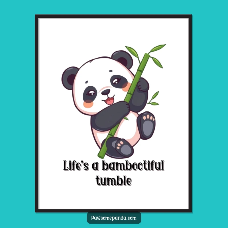 Free Printable Wall Art: Panda's Joyful Bamboo Tumble - Funny Downloadable Decor