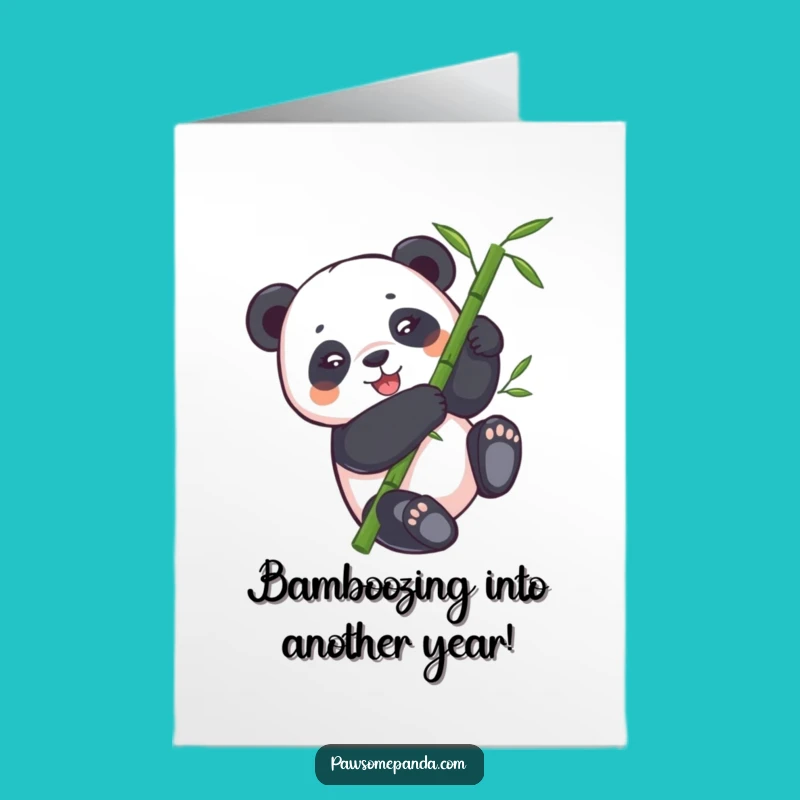 Funny Free Printable Birthday Card: Panda Tumbling Down Bamboo - Downloadable Gift