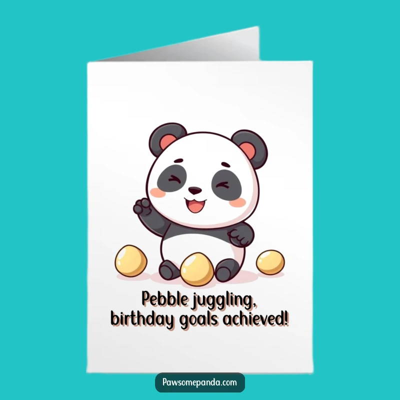 Free Printable Birthday Card: Funny Panda Juggling Pebbles, Hilarious Downloadable Gift