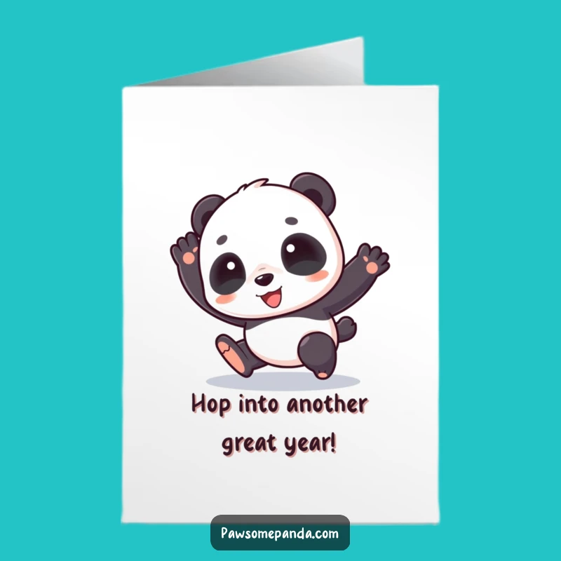 Free Printable Panda Birthday Card: Funny Hop Design for a Joyful Downloadable Gift