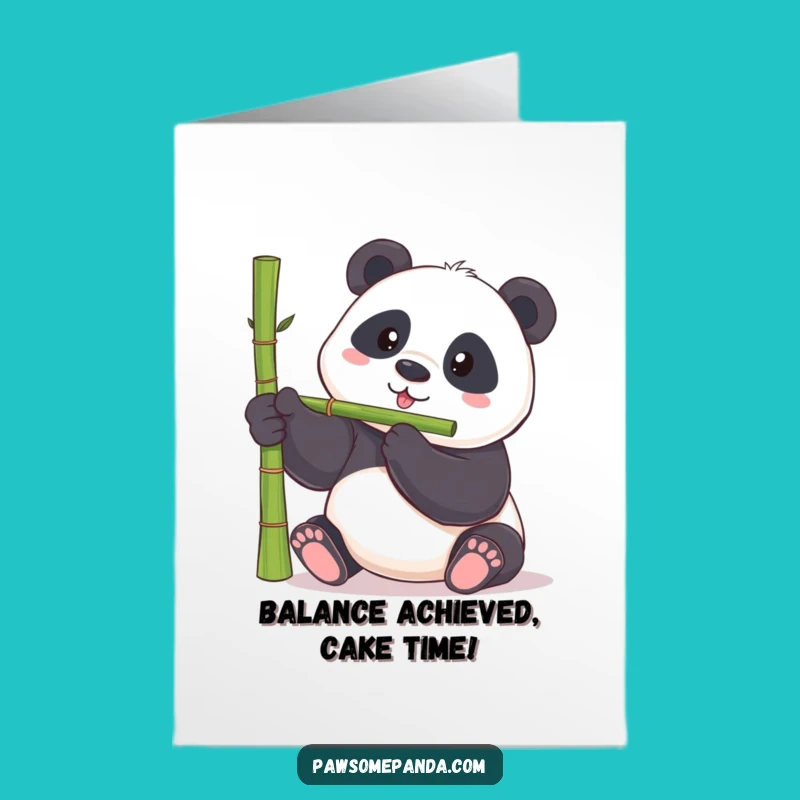 Funny Free Printable Birthday Card: Panda Balancing Act - Unique Downloadable Gift