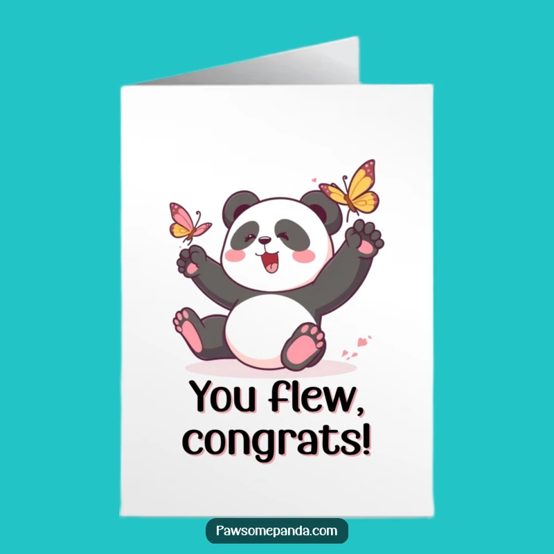 Free Printable Congrats Card: Panda & Butterfly - Funny Downloadable Gift
