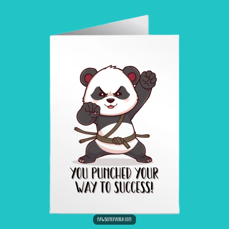 Free Printable Congrats Card: Panda Warrior, Celebrate Victory with a Downloadable Gift!
