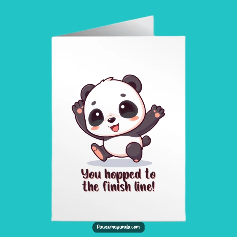 Free Printable Panda Congrats Card: Joyful Hop Design for a Funny Downloadable Gift