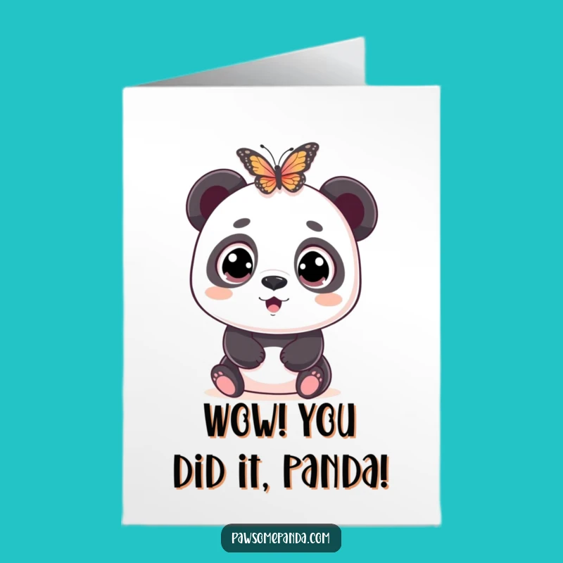 Free Printable Panda Congrats Card: Shocked by Success Funny Downloadable Gift