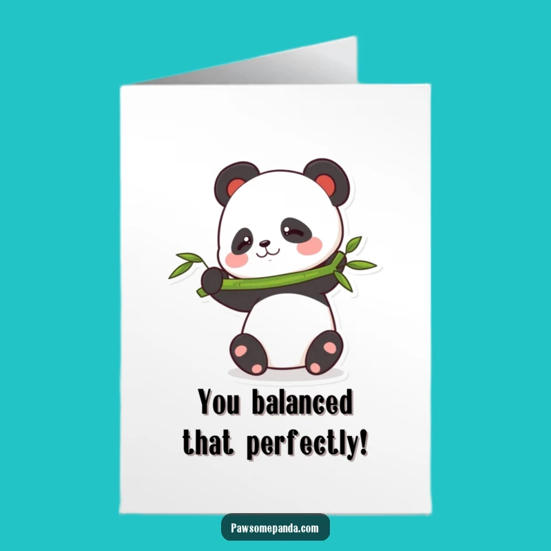 Panda Balance Free Printable Congrats Card: Achievement Downloadable Cheer