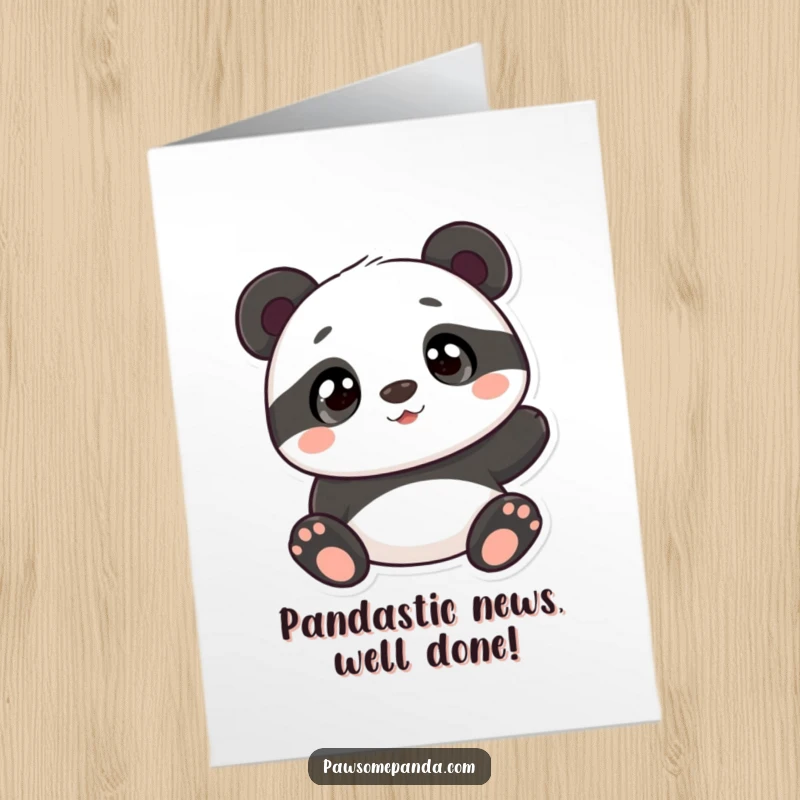 Funny Free Printable Congratulations Card: a panda with curious eyes, looking up in admiration of their success.