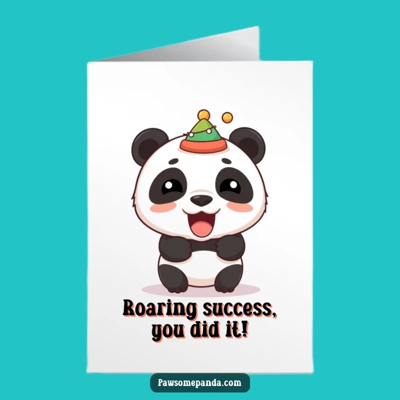 Free Printable Congrats Card: Roaring Panda Festivity - Funny Downloadable