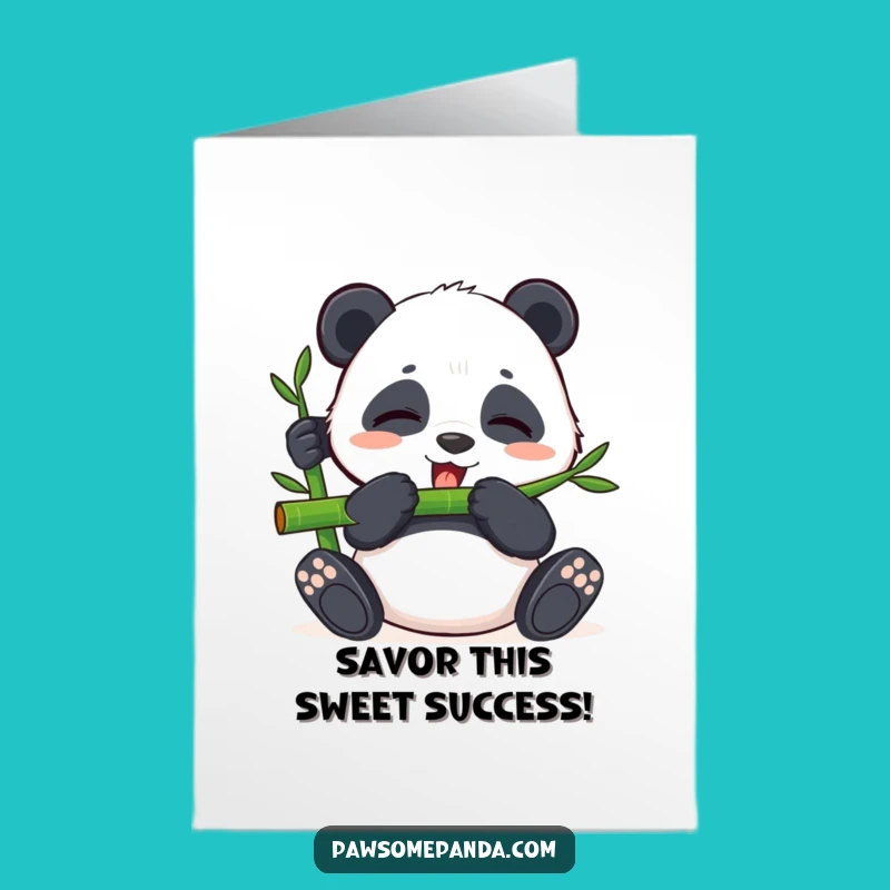 Free Printable Congrats Card: Panda Bamboo Break - Funny Downloadable