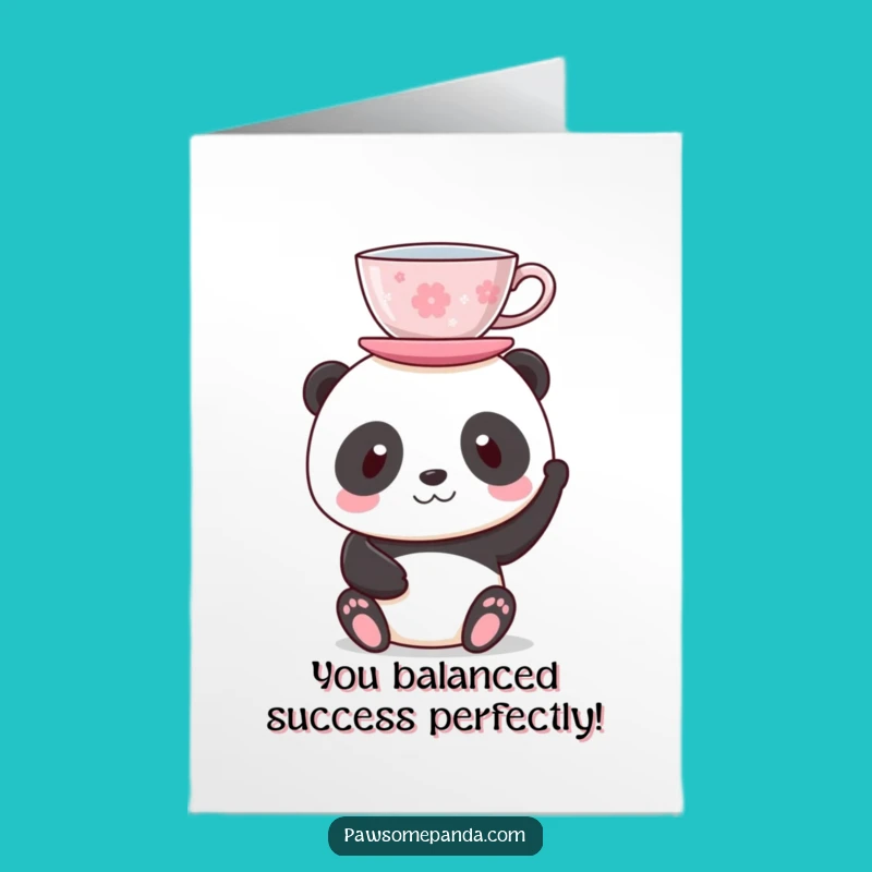 Free Printable Congrats Card: Steady Paw Panda, Celebrate Balance with a Downloadable Gift!