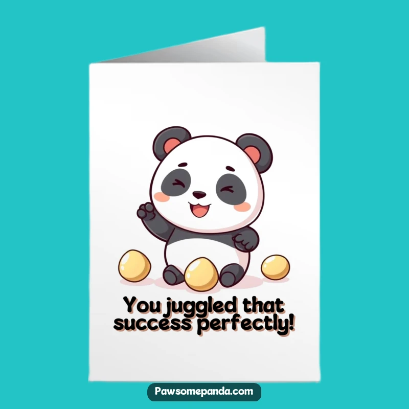 Free Printable Congrats Card: Panda Juggler, Fun Downloadable Gift for Any Win