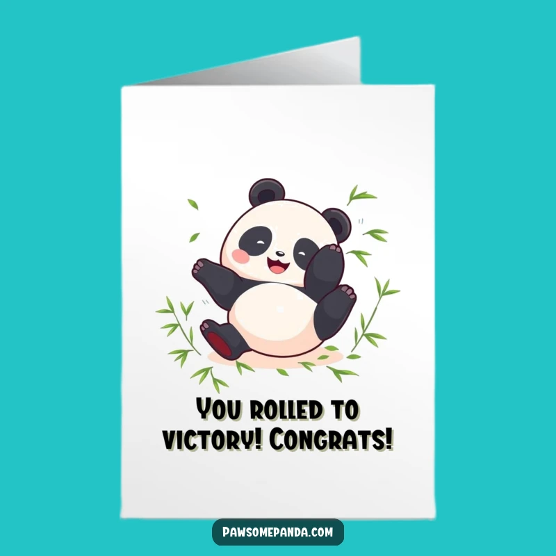 Free Printable Congrats Card: Happy Panda Somersault Funny Downloadable Gift