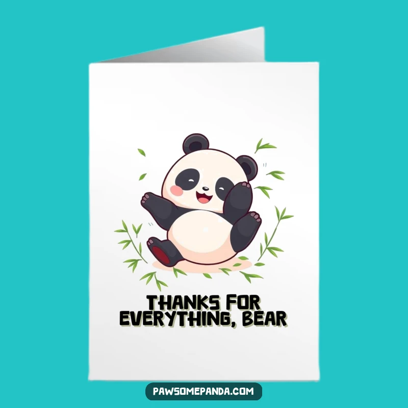 Free Printable Thank You Card: Happy Panda Somersault Funny Downloadable Gift