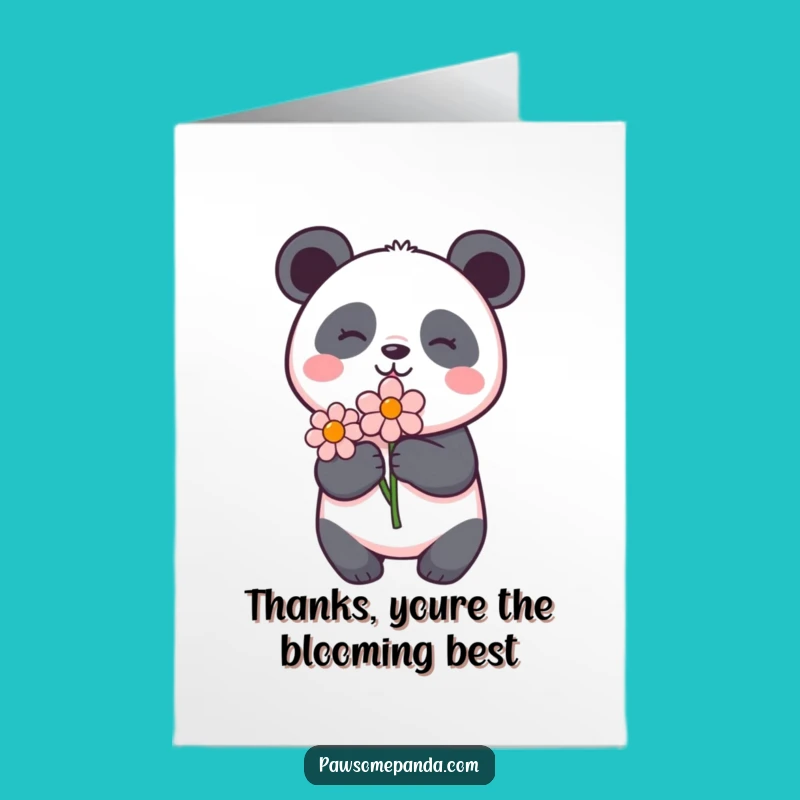 Free Printable Thank You Card: Panda w/ Flower - Funny Downloadable Gift