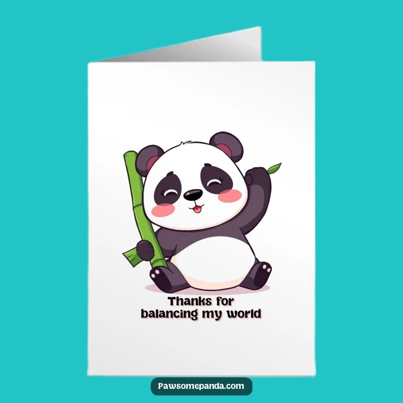 Free Printable Thank You Card: Panda Balancing Bamboo, Funny Downloadable Gesture