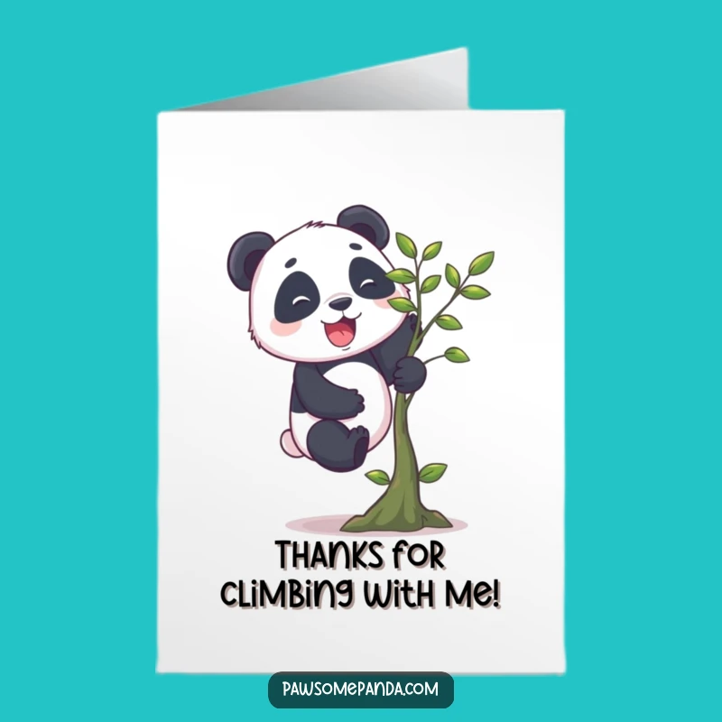 Free Printable Thank You Card: Amusing Panda Climber, Grateful Downloadable Gift