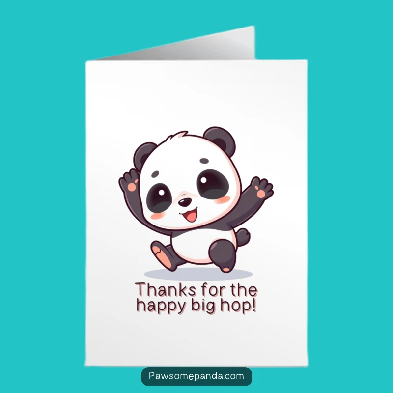 Free Printable Panda Thank You Card: Funny Hop Design for a Grateful Downloadable Gift
