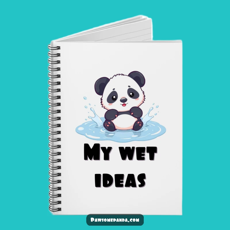 Funny Kawaii Panda Puddle Notebook - Cute Panda Journal Gift