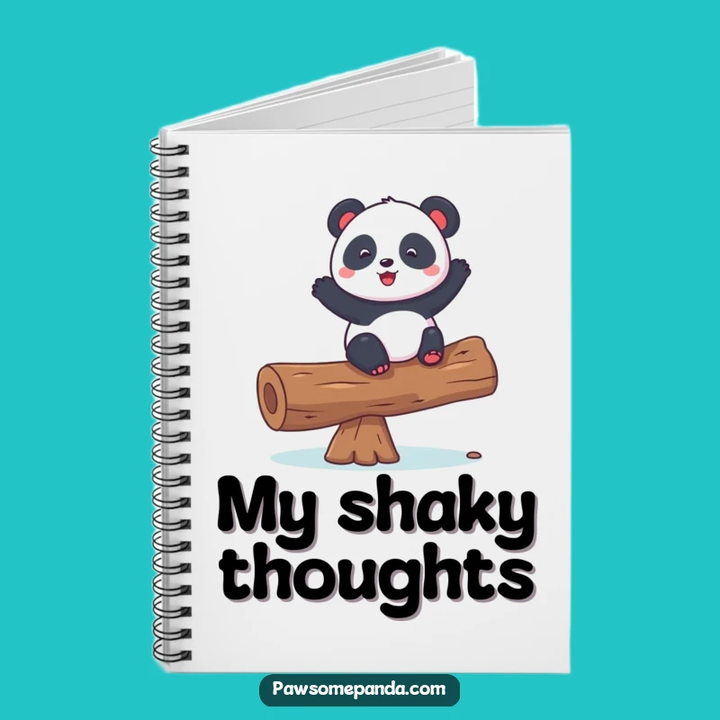 Funny Playful Panda Balancing Log Notebook - Journaling with Humor