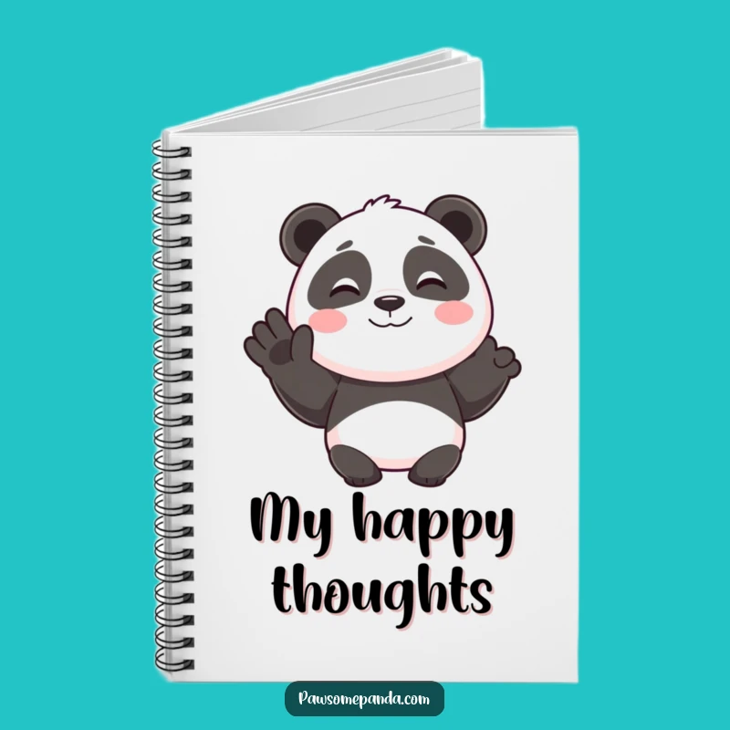 Funny Smiling Panda Happy Wave Notebook, Humorous Journal Gift