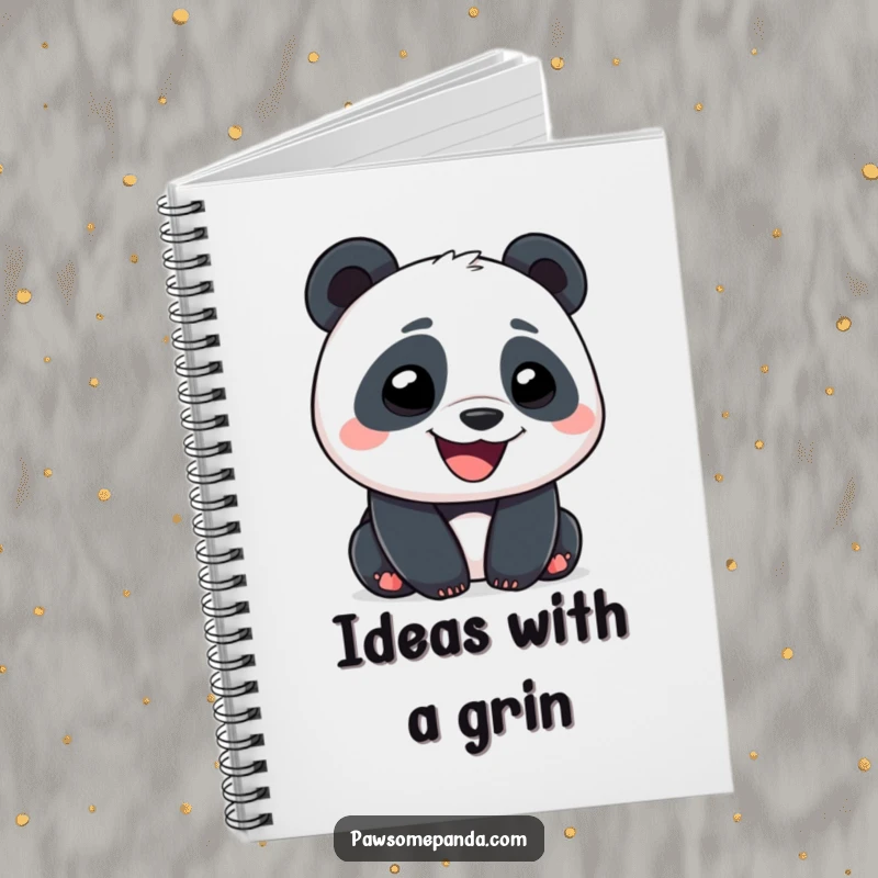Funny Panda Notebook with a character's wide, goofy grin, ideal for jotting notes with a side of humor.