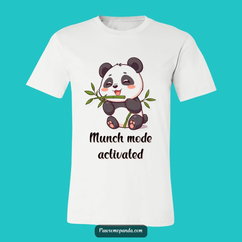 Funny Cute Panda Bamboo Munching T-Shirt, a Whimsical Comfort Gift