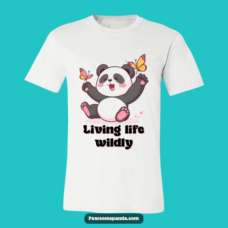 Funny Panda Butterfly Chase T-Shirt: Embrace Playful Energy