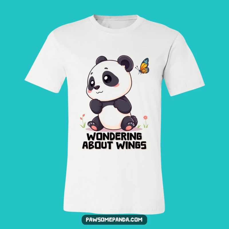 Funny Panda Butterfly T-Shirt: Curious Head Tilt Tee For Nature Lovers