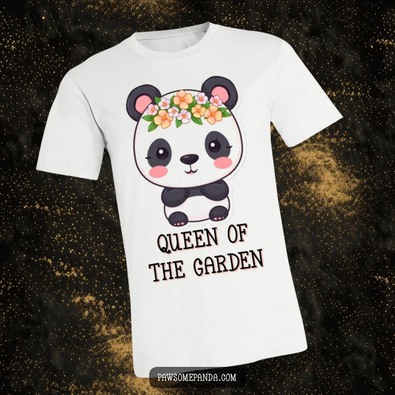 Funny T-Shirt: A charming panda wearing a tiny flower crown, looking sweet and stylish, a delightful funny gift.