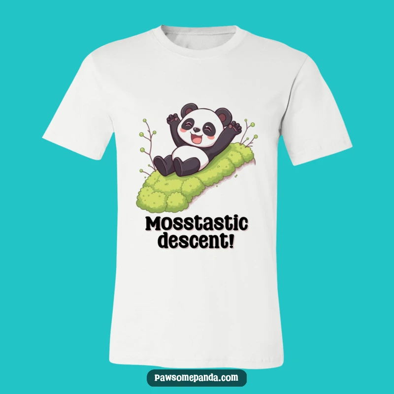 Funny Panda Slide Tee: Mossy Adventure Shirt, Hilarious Panda Gift