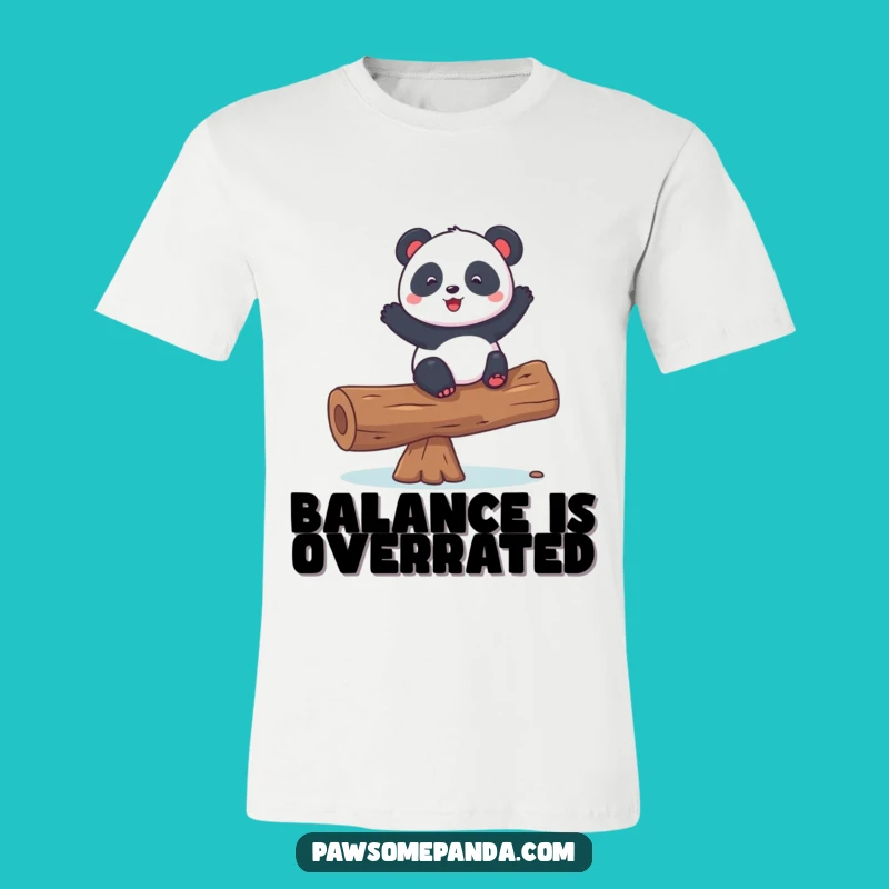 Funny Playful Panda Balancing Log T-Shirt - Cool Graphic Tee Gift